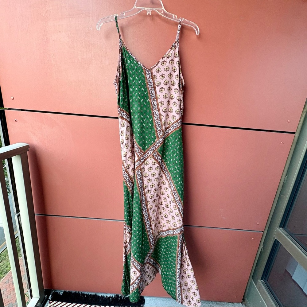 NATURAL LIFE Green and Pink Patchwork Maxi Dress - Picture 7 of 13